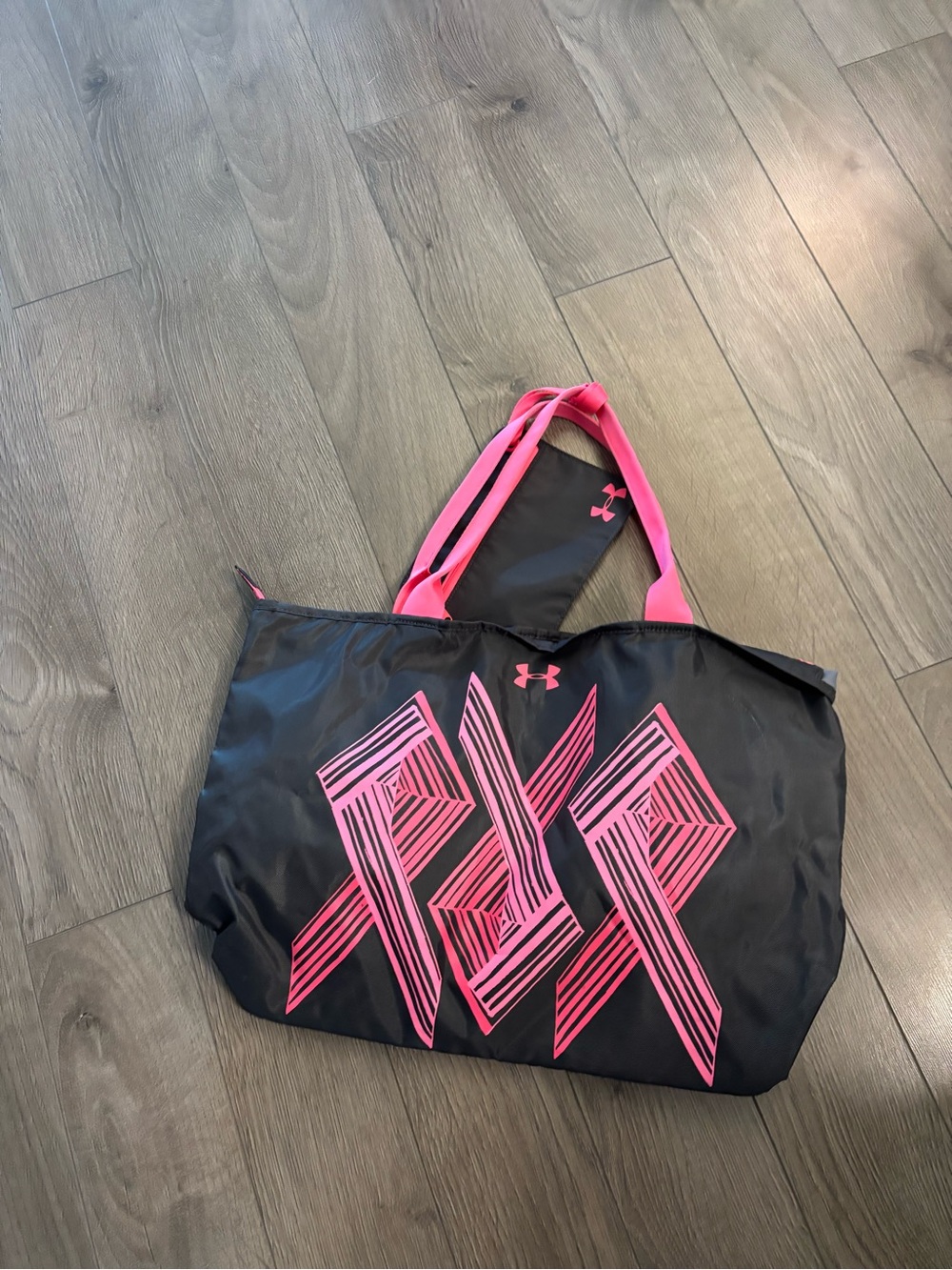 Under Armour Black Tote with Hot Pink Graphic and Straps